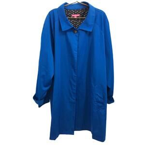 Woman Within Royal Blue Mid Length Trench Coat Plus Size 32W